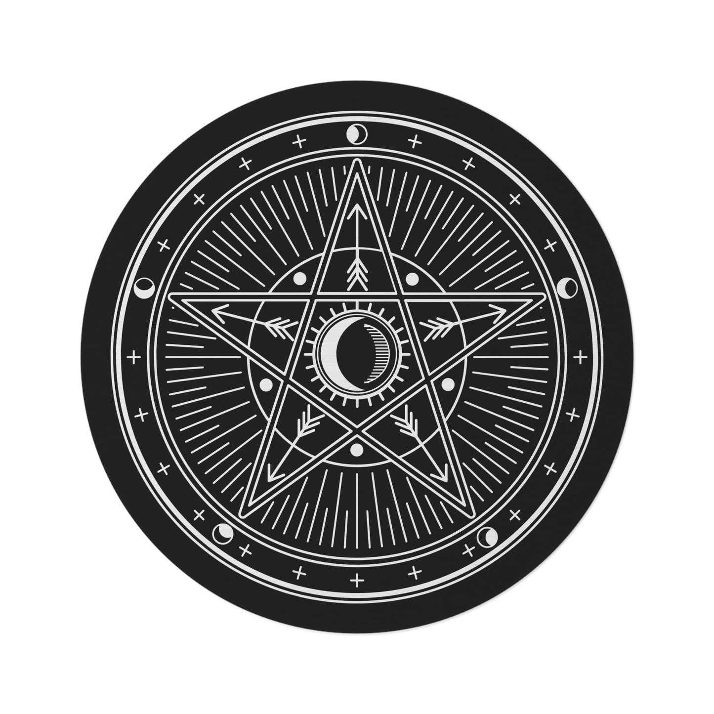 Pentacle Star Design Round Rug - Dark Home Decor